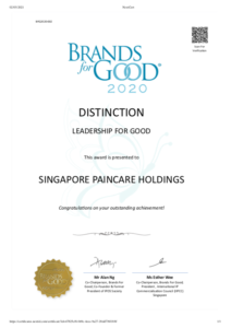 Singapore Paincare - BFG2020 Blockchain Certificate